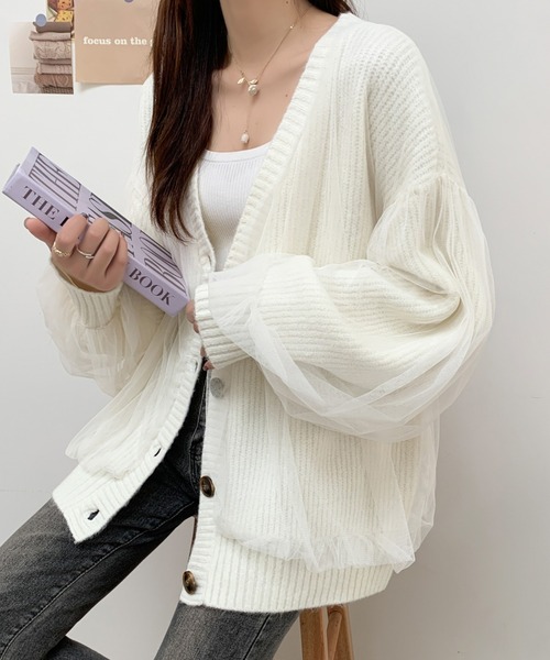 ABITOKYO（アビトーキョー）の「ボリュームスリーブ シアードッキングニットカーディガン（カーディガン/ボレロ・レディース・ブラック/ベージュ/グレー/アイボリー/ピンク・FREE）」の9枚目の写真