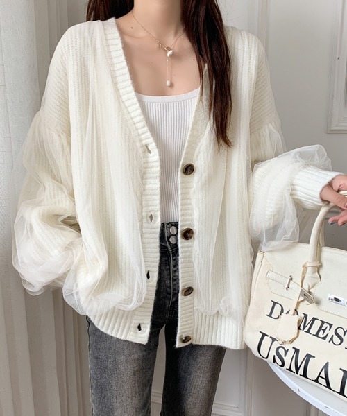 ABITOKYO（アビトーキョー）の「ボリュームスリーブ シアードッキングニットカーディガン（カーディガン/ボレロ・レディース・ブラック/ベージュ/グレー/アイボリー/ピンク・FREE）」の10枚目の写真