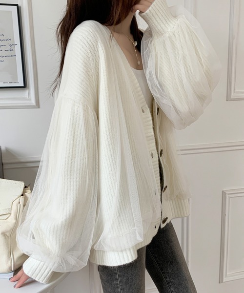 ABITOKYO（アビトーキョー）の「ボリュームスリーブ シアードッキングニットカーディガン（カーディガン/ボレロ・レディース・ブラック/ベージュ/グレー/アイボリー/ピンク・FREE）」の11枚目の写真