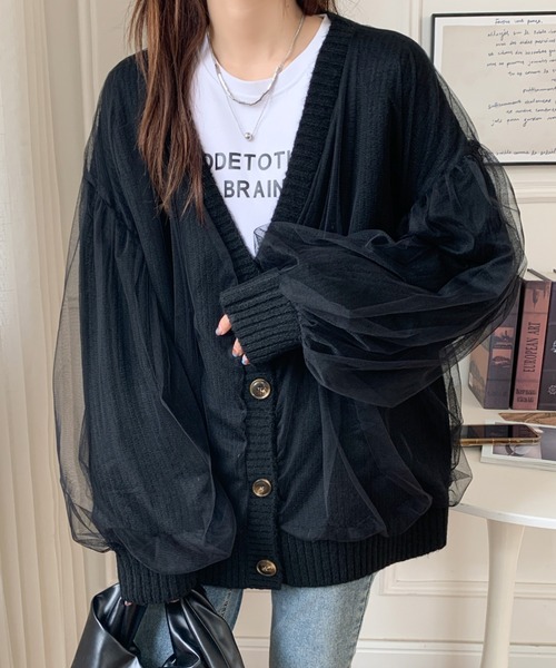 ABITOKYO（アビトーキョー）の「ボリュームスリーブ シアードッキングニットカーディガン（カーディガン/ボレロ・レディース・ブラック/ベージュ/グレー/アイボリー/ピンク・FREE）」の20枚目の写真