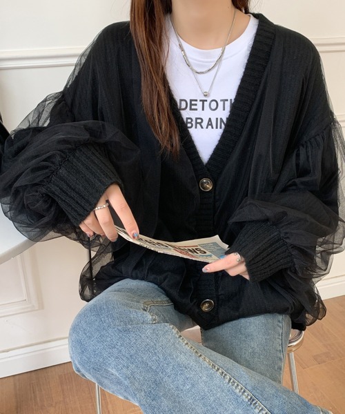 ABITOKYO（アビトーキョー）の「ボリュームスリーブ シアードッキングニットカーディガン（カーディガン/ボレロ・レディース・ブラック/ベージュ/グレー/アイボリー/ピンク・FREE）」の21枚目の写真