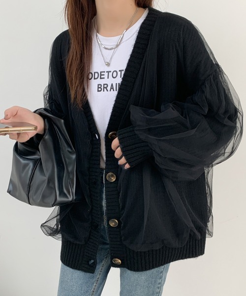 ABITOKYO（アビトーキョー）の「ボリュームスリーブ シアードッキングニットカーディガン（カーディガン/ボレロ・レディース・ブラック/ベージュ/グレー/アイボリー/ピンク・FREE）」の22枚目の写真