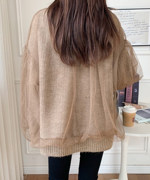 ABITOKYO（アビトーキョー）の「ボリュームスリーブ シアードッキングニットカーディガン（カーディガン/ボレロ・レディース・ブラック/ベージュ/グレー/アイボリー/ピンク・FREE）」の12枚目の写真