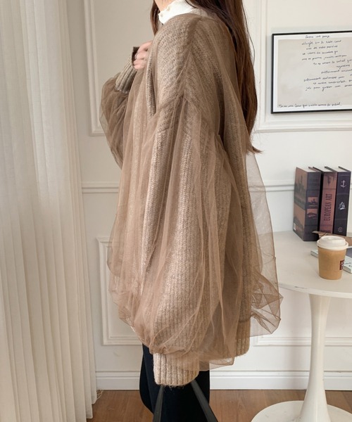 ABITOKYO（アビトーキョー）の「ボリュームスリーブ シアードッキングニットカーディガン（カーディガン/ボレロ・レディース・ブラック/ベージュ/グレー/アイボリー/ピンク・FREE）」の13枚目の写真