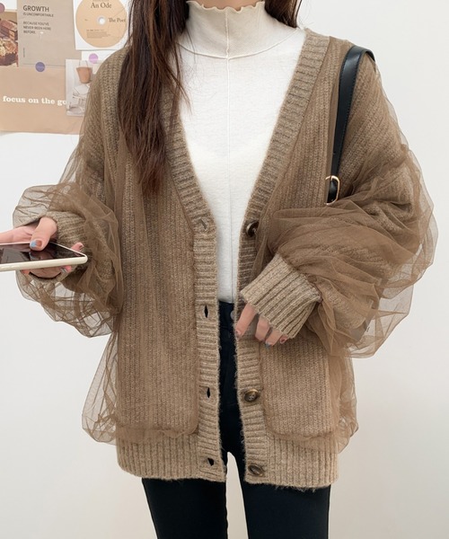 ABITOKYO（アビトーキョー）の「ボリュームスリーブ シアードッキングニットカーディガン（カーディガン/ボレロ・レディース・ブラック/ベージュ/グレー/アイボリー/ピンク・FREE）」の17枚目の写真