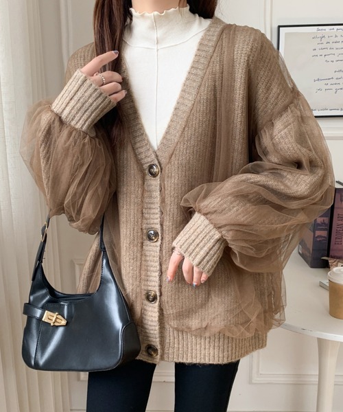 ABITOKYO（アビトーキョー）の「ボリュームスリーブ シアードッキングニットカーディガン（カーディガン/ボレロ・レディース・ブラック/ベージュ/グレー/アイボリー/ピンク・FREE）」の18枚目の写真