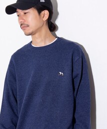 【GLOSTER/グロスター】フレンチブルドッグ刺繍 クルーネックニット