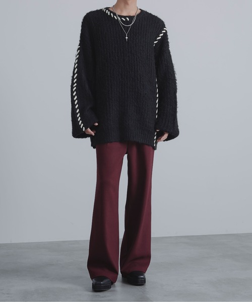 Ellno Loset（エルノロゼット）の「ハンドステッチシャギーニット（ニット/セーター・メンズ・ブラック/オフホワイト/パープル・MEDIUM/SMALL/LARGE）」の18枚目の写真