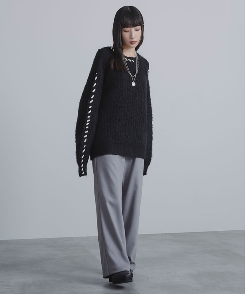 Ellno Loset（エルノロゼット）の「ハンドステッチシャギーニット（ニット/セーター・メンズ・ブラック/オフホワイト/パープル・MEDIUM/SMALL/LARGE）」の21枚目の写真