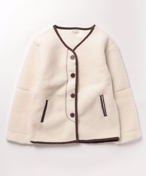 aimoha（アイモハ）の「カラーボアノーカラージャケット（ブルゾン・レディース・オフホワイト/パープル・LARGE/MEDIUM/X-LARGE）」の10枚目の写真