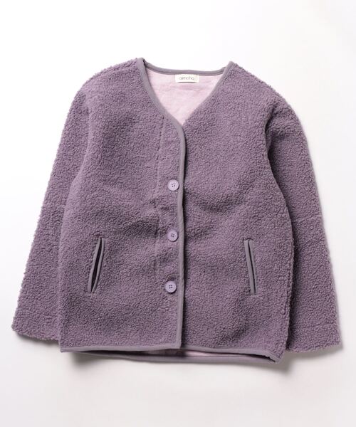 aimoha（アイモハ）の「カラーボアノーカラージャケット（ブルゾン・レディース・オフホワイト/パープル・LARGE/MEDIUM/X-LARGE）」の11枚目の写真