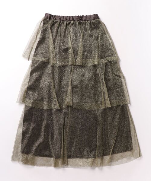 Settimissimo（セッティミッシモ）の「ラメチュール ティアードスカート メッシュ（スカート・レディース・シルバー/ゴールド・M）」の3枚目の写真
