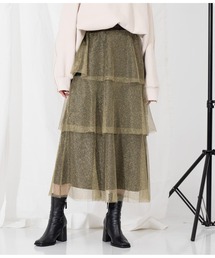 Settimissimo | ラメチュール ティアードスカート メッシュ(スカート)