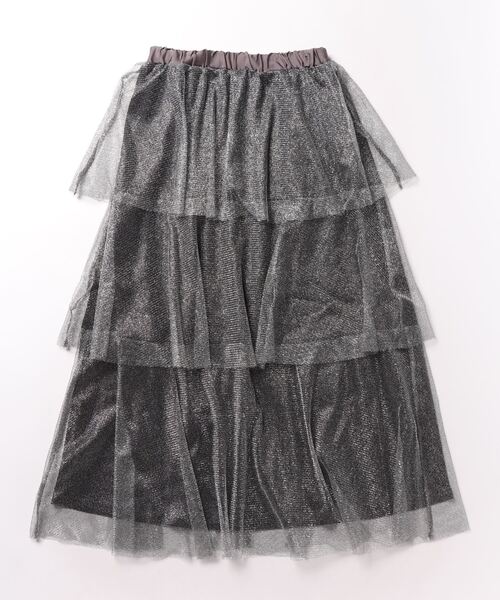 Settimissimo（セッティミッシモ）の「ラメチュール ティアードスカート メッシュ（スカート・レディース・シルバー/ゴールド・M）」の5枚目の写真