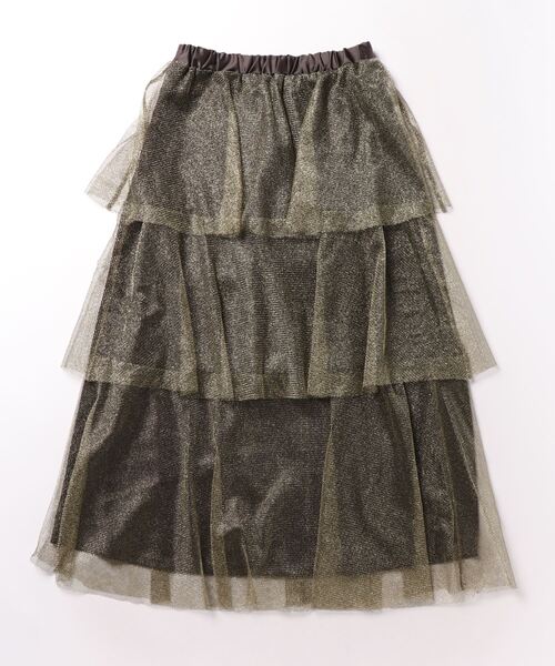 Settimissimo（セッティミッシモ）の「ラメチュール ティアードスカート メッシュ（スカート・レディース・シルバー/ゴールド・M）」の4枚目の写真