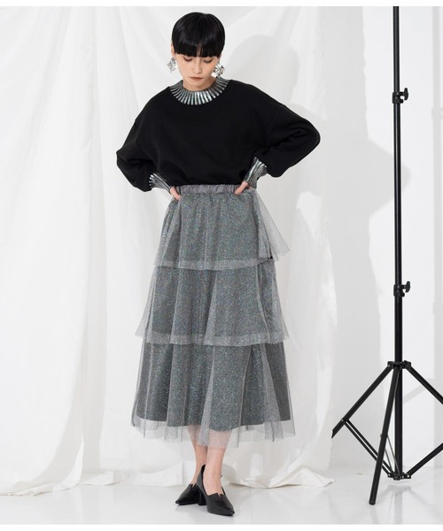 Settimissimo（セッティミッシモ）の「ラメチュール ティアードスカート メッシュ（スカート・レディース・シルバー/ゴールド・M）」の19枚目の写真