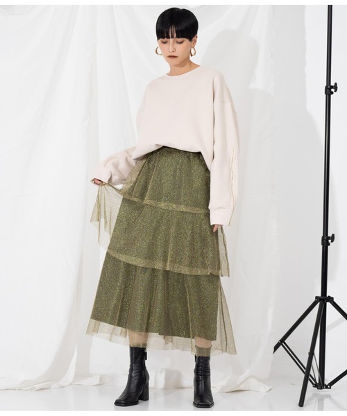 Settimissimo（セッティミッシモ）の「ラメチュール ティアードスカート メッシュ（スカート・レディース・シルバー/ゴールド・M）」の13枚目の写真