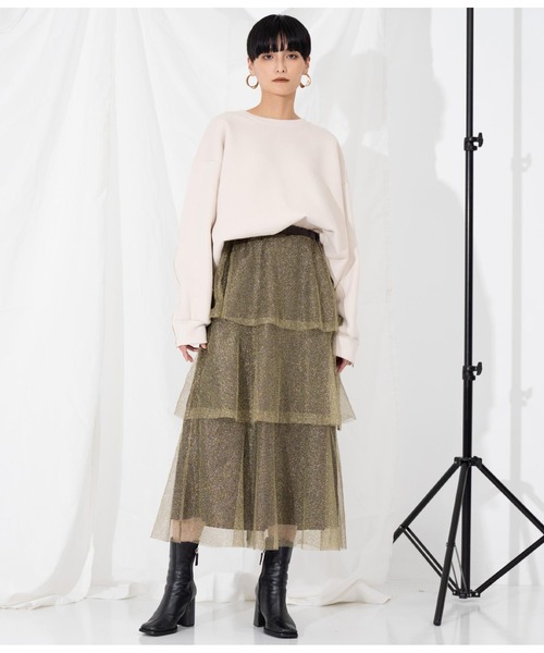 Settimissimo（セッティミッシモ）の「ラメチュール ティアードスカート メッシュ（スカート・レディース・シルバー/ゴールド・M）」の10枚目の写真