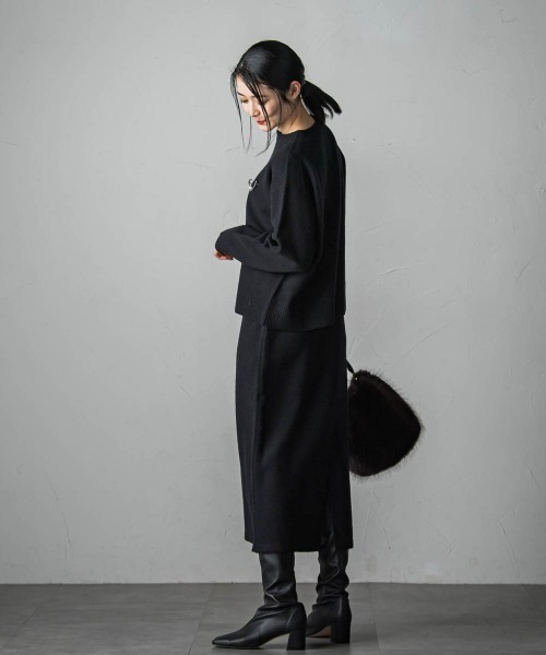 LAUTREAMONT(ロートレアモン)の「【WEB限定】≪セットアップ対応/洗える≫ニットアップスカート(スカート・レディース・カーキ/ブラック/ベージュ・9号/11号)」の10枚目の写真