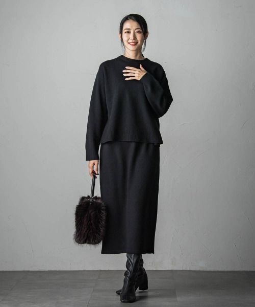 LAUTREAMONT(ロートレアモン)の「【WEB限定】≪セットアップ対応/洗える≫ニットアップスカート(スカート・レディース・カーキ/ブラック/ベージュ・9号/11号)」の11枚目の写真