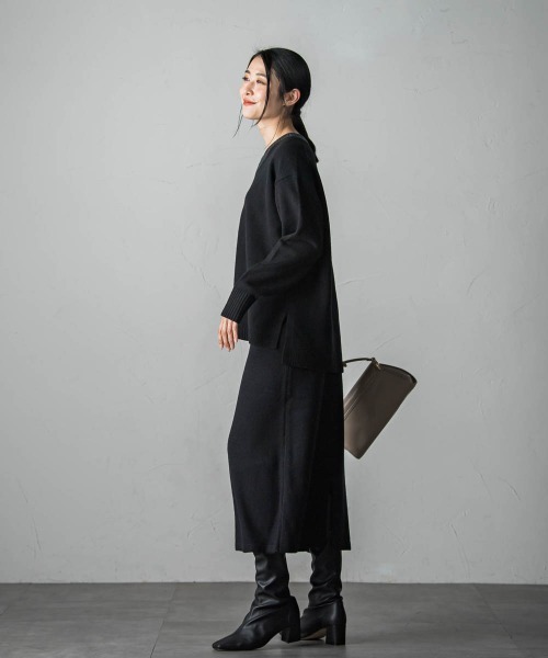 LAUTREAMONT(ロートレアモン)の「【WEB限定】≪セットアップ対応/洗える≫ニットアップスカート(スカート・レディース・カーキ/ブラック/ベージュ・9号/11号)」の12枚目の写真