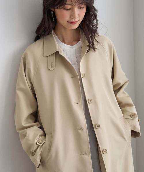 BELLUNA PLUS（ベルーナ）の「花粉対策！ライナー付ステンカラーコート（ステンカラーコート・レディース・ピンク/ネイビー/ベージュ・MEDIUM/LARGE/X-LARGE）」の7枚目の写真