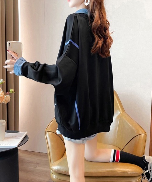 Miniministore(ミニミニストア)の「レイヤード風 スウェット 薄手トレーナー(Tシャツ/カットソー・レディース・イエロー/ホワイト/ブラック・FREE)」の7枚目の写真
