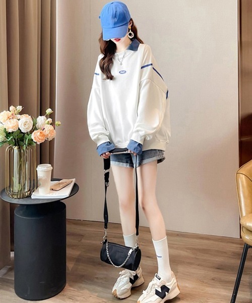 Miniministore(ミニミニストア)の「レイヤード風 スウェット 薄手トレーナー(Tシャツ/カットソー・レディース・イエロー/ホワイト/ブラック・FREE)」の15枚目の写真