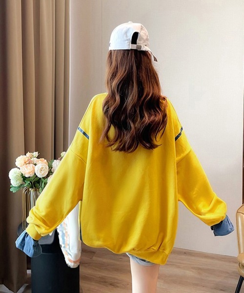 Miniministore(ミニミニストア)の「レイヤード風 スウェット 薄手トレーナー(Tシャツ/カットソー・レディース・イエロー/ホワイト/ブラック・FREE)」の18枚目の写真