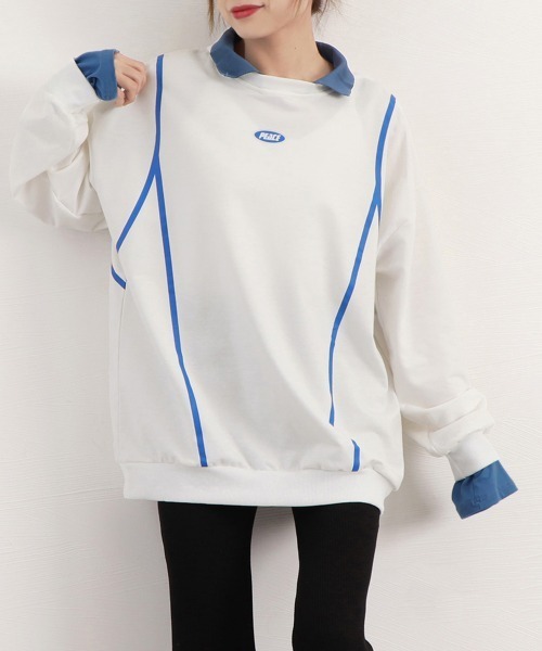 Miniministore(ミニミニストア)の「レイヤード風 スウェット 薄手トレーナー(Tシャツ/カットソー・レディース・イエロー/ホワイト/ブラック・FREE)」の19枚目の写真