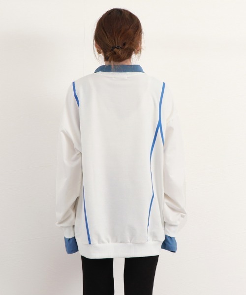 Miniministore(ミニミニストア)の「レイヤード風 スウェット 薄手トレーナー(Tシャツ/カットソー・レディース・イエロー/ホワイト/ブラック・FREE)」の21枚目の写真