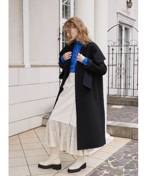 COEL（コエル）の「ストール付きリバーコート（ノーカラーコート