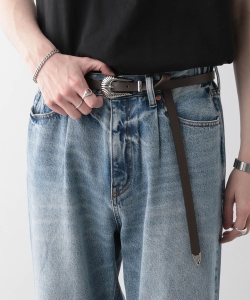 RAGEBLUE（レイジブルー）の「デコメタル/ナローレザーベルト（ベルト・メンズ・ダークブラウン/ブラック・FREE）」の8枚目の写真