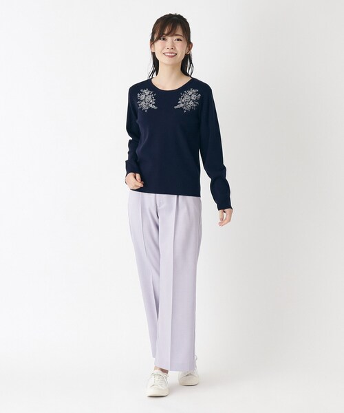LAURA ASHLEY(ローラアシュレイ)の「【洗える/ウエストゴム/リネンライク素材】ワイドパンツ(その他パンツ・レディース・パープル/ブラック/オフホワイト・38)」の14枚目の写真