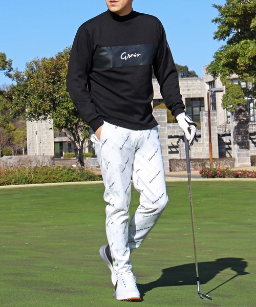 RUSSELLNO GOLF ロゴプリントパンツ 総柄ロゴプリント ゴルフパンツ ハーフパンツ ショートパンツ
