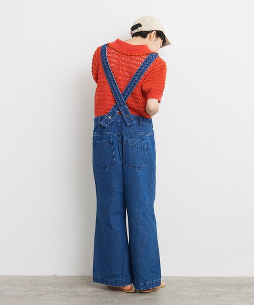 CHILD WOMAN（チャイルドウーマン）の「☆透かし編み ボーダーニットポロ（ポロシャツ・レディース・ネイビー/オレンジ/グリーン・FREE）」の7枚目の写真