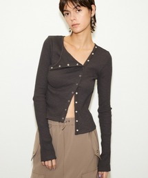 THROW SLANT BUTTON L/S TOPS スラント ボタン ロングスリーブ トップス