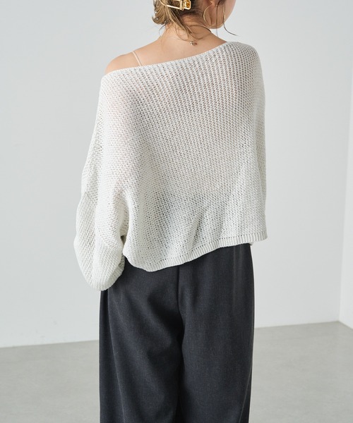 Omekashi（オメカシ）の「リネンワイドニットプルオーバー（ニット/セーター・レディース・ブラック/オフホワイト/シルバー/ブルー・FREE）」の14枚目の写真