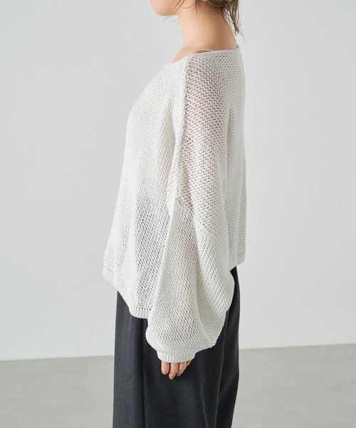 Omekashi（オメカシ）の「リネンワイドニットプルオーバー（ニット/セーター・レディース・ブラック/オフホワイト/シルバー/ブルー・FREE）」の21枚目の写真