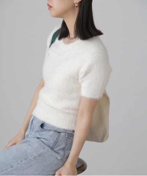 FREE'S MART（フリーズマート）の「◆シャギー半袖ニット（ニット/セーター・レディース・ベージュ/イエロー/ホワイト・FREE）」の6枚目の写真