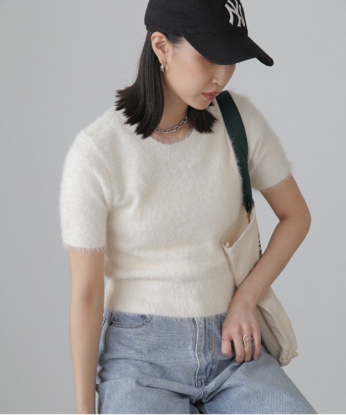 FREE'S MART（フリーズマート）の「◆シャギー半袖ニット（ニット/セーター・レディース・ベージュ/イエロー/ホワイト・FREE）」の11枚目の写真