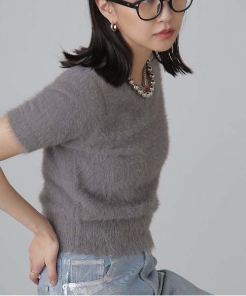 FREE'S MART（フリーズマート）の「◆シャギー半袖ニット（ニット/セーター・レディース・ベージュ/イエロー/ホワイト・FREE）」の12枚目の写真