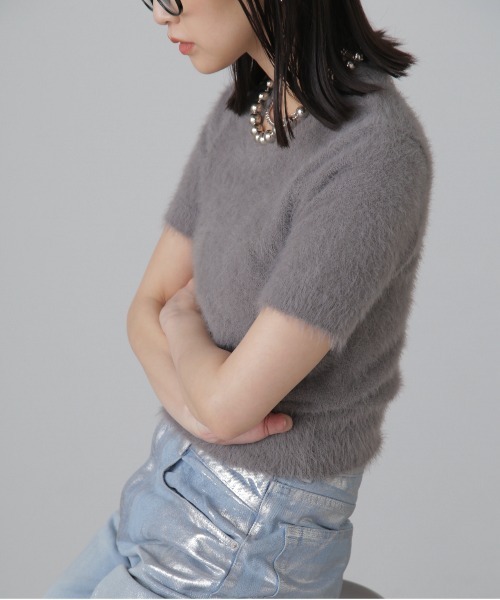 FREE'S MART（フリーズマート）の「◆シャギー半袖ニット（ニット/セーター・レディース・ベージュ/イエロー/ホワイト・FREE）」の14枚目の写真