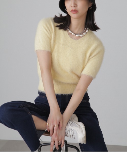 FREE'S MART（フリーズマート）の「◆シャギー半袖ニット（ニット/セーター・レディース・ベージュ/イエロー/ホワイト・FREE）」の22枚目の写真