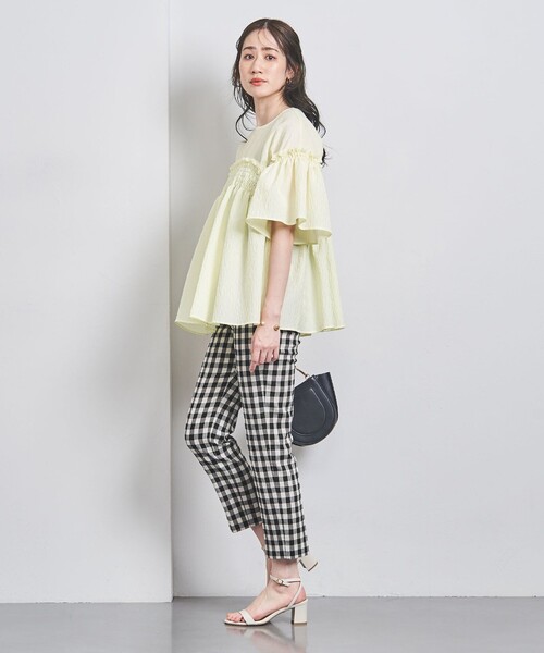 UNITED ARROWS(ユナイテッドアローズ)の「エアリージャカード シャーリング フレアスリーブ ブラウス(シャツ/ブラウス・レディース・オフホワイト/クリーム/ライトブルー/ネイビー・FREE)」の8枚目の写真