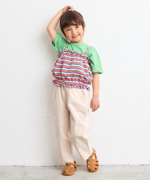 HOGAN RANCH WEAR（ホーガンランチウエア）の「パイルボーダーキャミトップス（kids/XS～L）（キャミソール・キッズ・ピンク/グリーン・XS/S/M/L）」の3枚目の写真