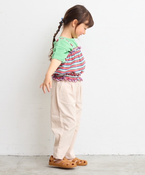 HOGAN RANCH WEAR（ホーガンランチウエア）の「パイルボーダーキャミトップス（kids/XS～L）（キャミソール・キッズ・ピンク/グリーン・XS/S/M/L）」の4枚目の写真