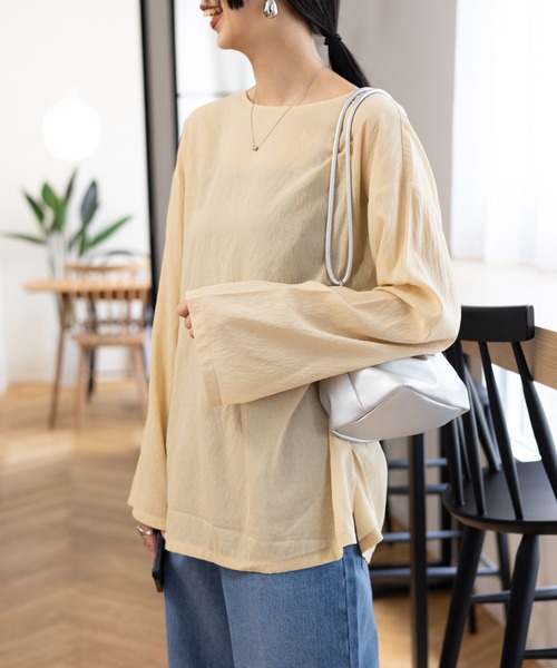 LEPSIM（レプシィム）の「ドライシアープルオーバー　992111（Tシャツ/カットソー・レディース・サンドベージュ/チャコールグレー/オフホワイト・FREE）」の3枚目の写真