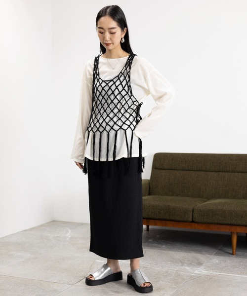 LEPSIM（レプシィム）の「ドライシアープルオーバー　992111（Tシャツ/カットソー・レディース・サンドベージュ/チャコールグレー/オフホワイト・FREE）」の10枚目の写真