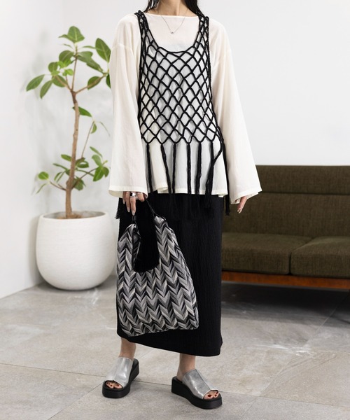 LEPSIM（レプシィム）の「ドライシアープルオーバー　992111（Tシャツ/カットソー・レディース・サンドベージュ/チャコールグレー/オフホワイト・FREE）」の7枚目の写真